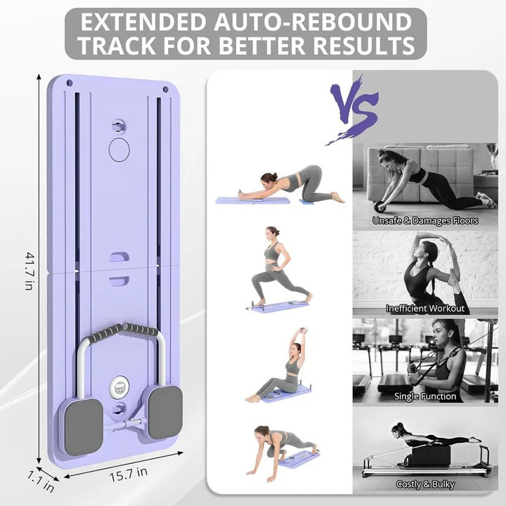 Portable Pilates Exercise Board with Foldable Reformer for Home Workouts