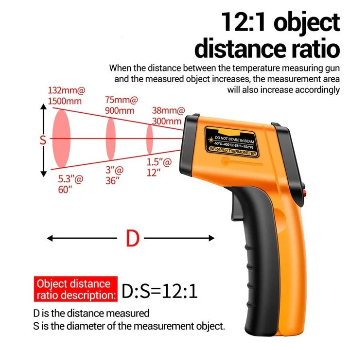 Non-Contact Surface Temperature Infrared Laser Thermometer - All-in-One