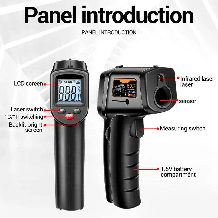 Non-Contact Surface Temperature Infrared Laser Thermometer - All-in-One