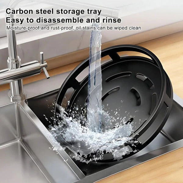 Rotating Base Organizer with Triple Tier Metal Shelf