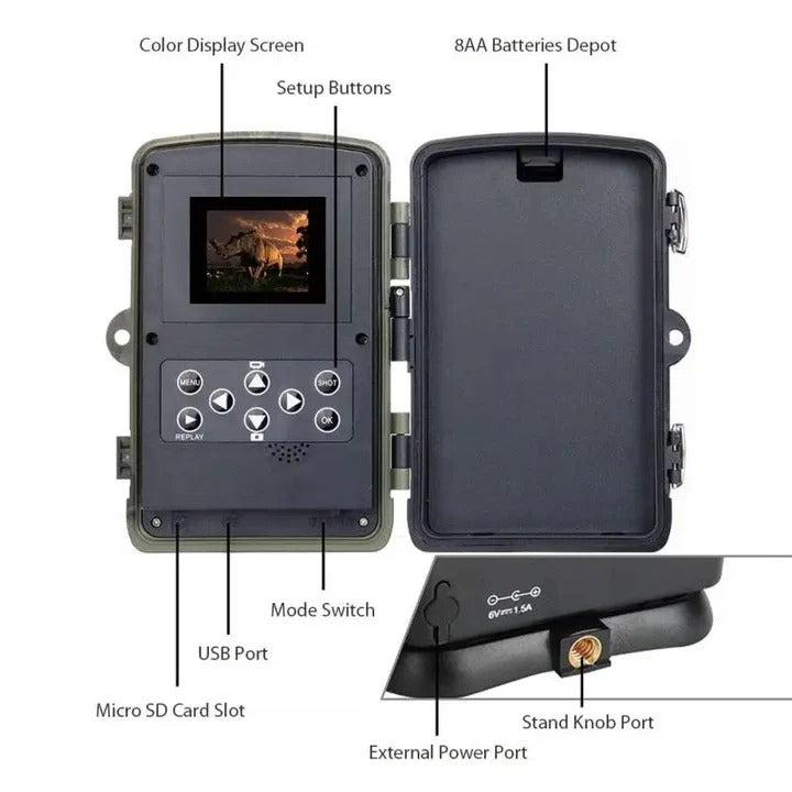 Hunting Camera with Wide Angle Lens and Improved Infrared Night Vision