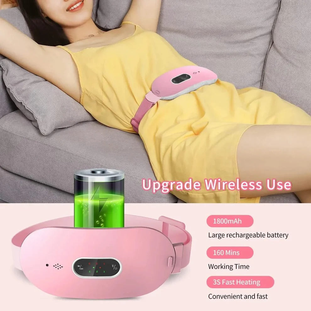 Heated Vibration Massage Belt for Menstrual Pain Relief in Abdomen