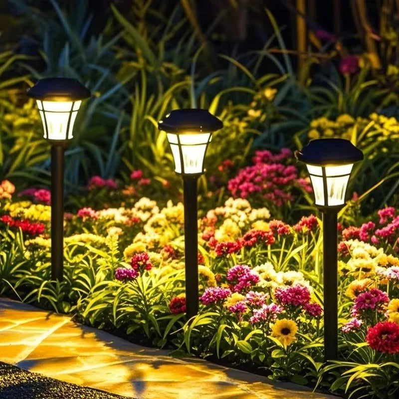Set of 4 Solar-Powered Waterproof Stake Lights for Outdoor Garden Pathway