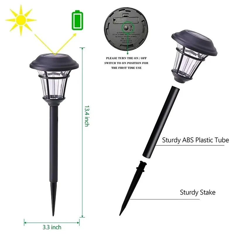 Set of 4 Solar-Powered Waterproof Stake Lights for Outdoor Garden Pathway