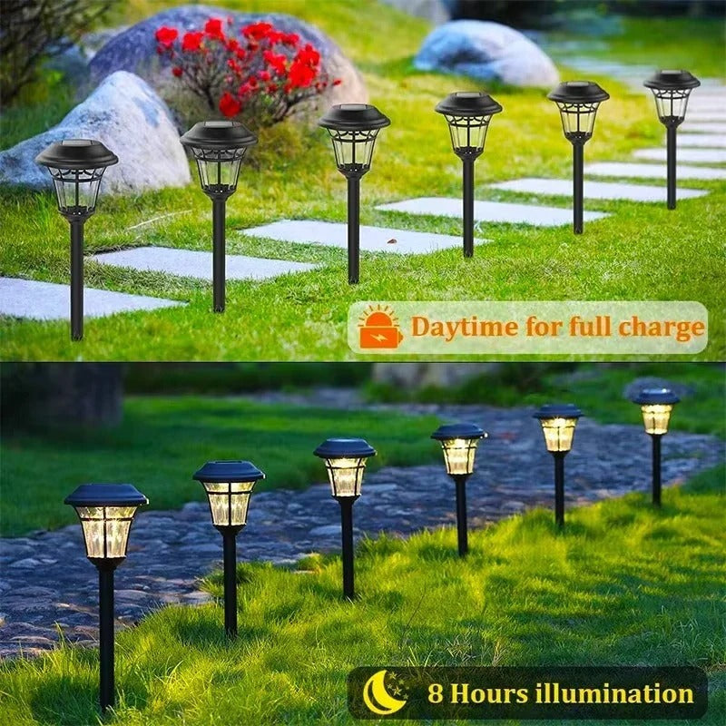 Set of 4 Solar-Powered Waterproof Stake Lights for Outdoor Garden Pathway