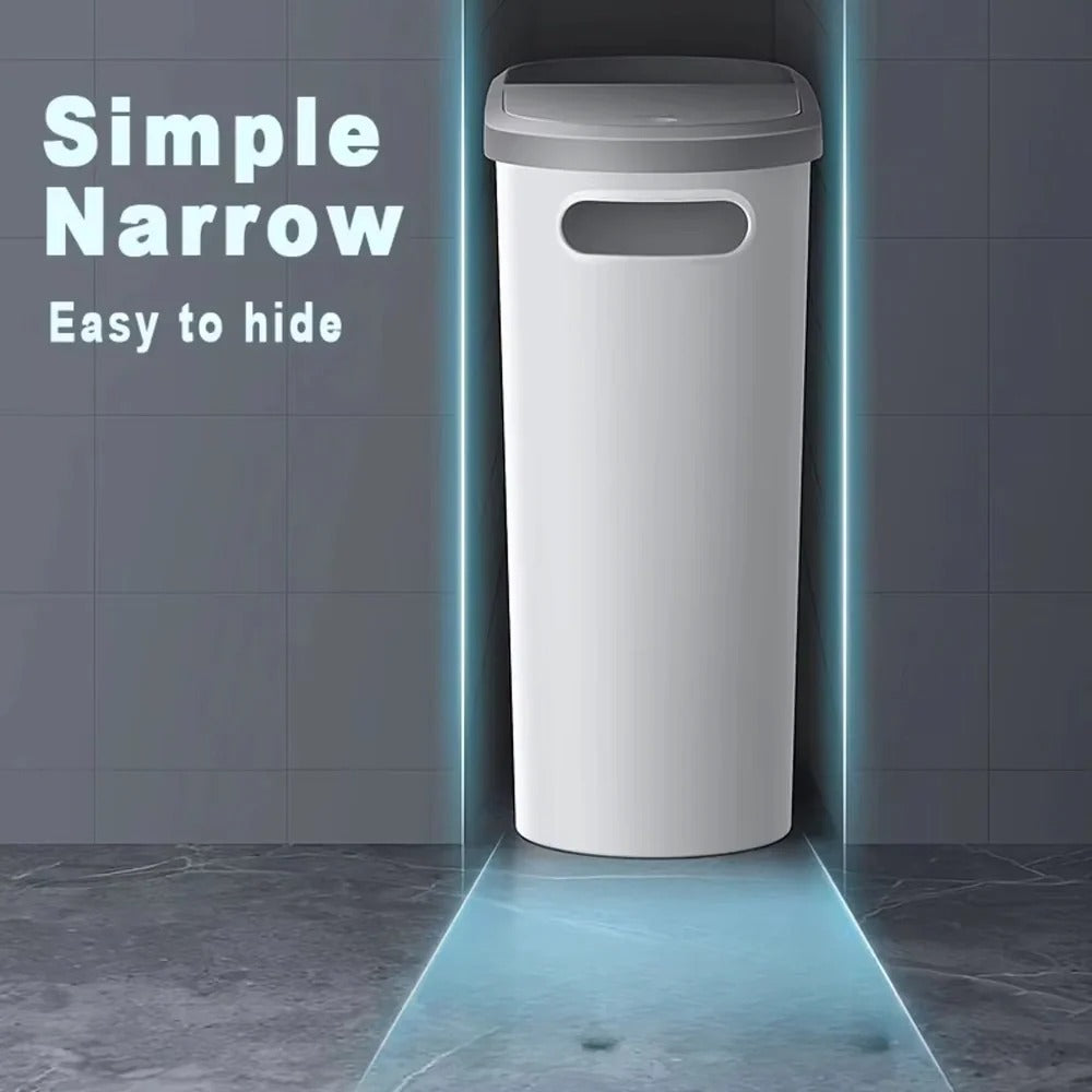 Bathroom Trash Can with Push-Down Lid – Space-Saving Design
