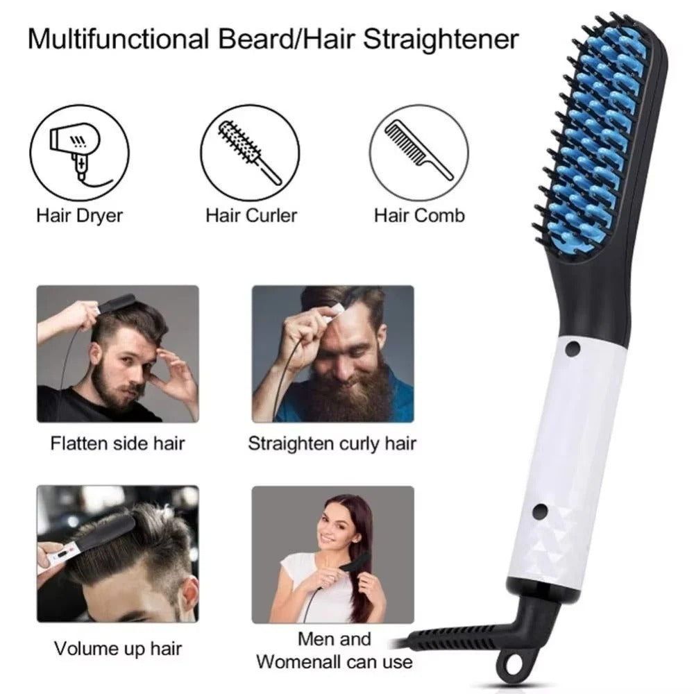Ceramic Heated Brush for Beard Grooming and Styling - Compact Design