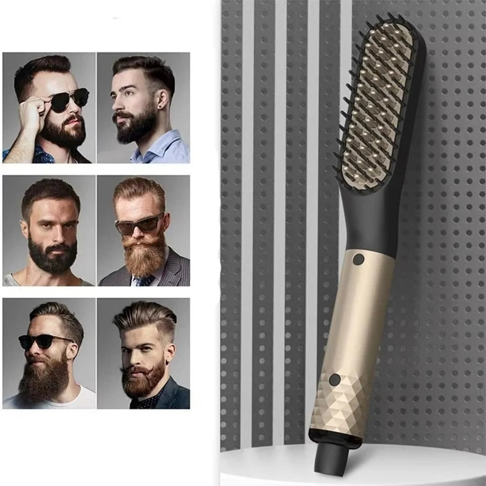 Ceramic Heated Brush for Beard Grooming and Styling - Compact Design