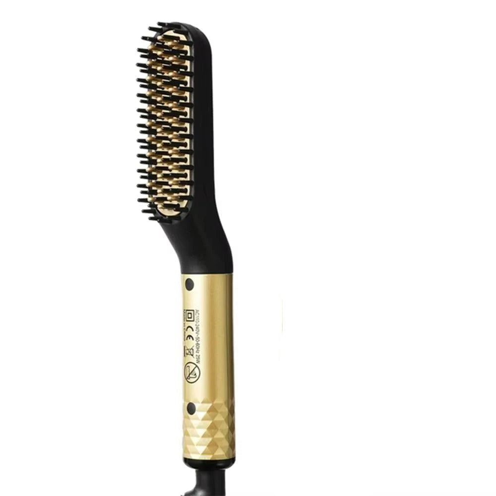 Ceramic Heated Brush for Beard Grooming and Styling - Compact Design