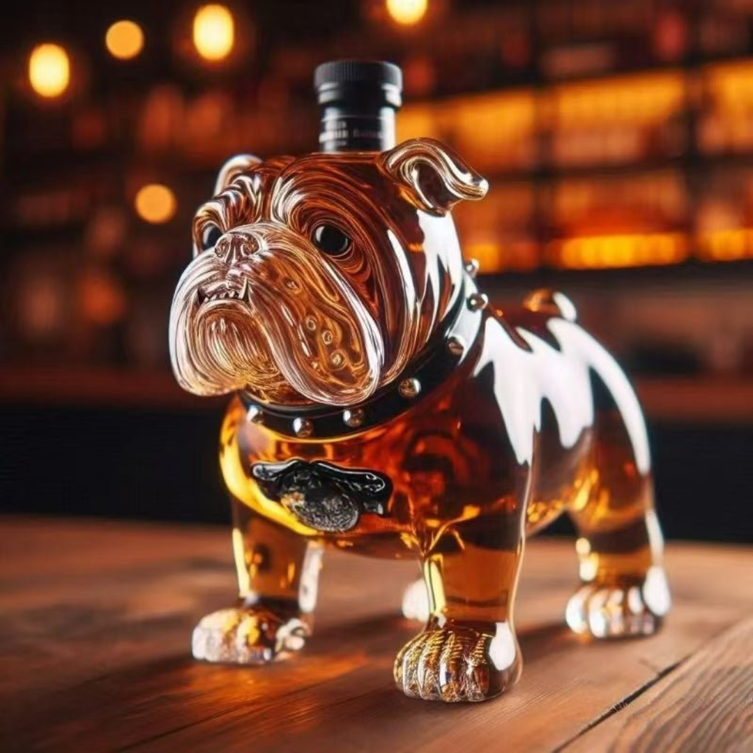 Whiskey Decanter in Dog Design – Glass Liquor Container