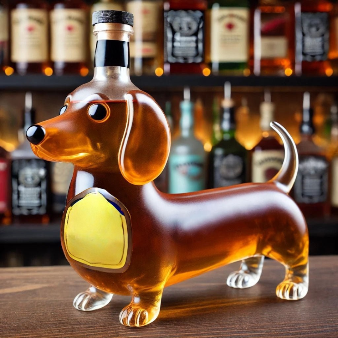 Whiskey Decanter in Dog Design – Glass Liquor Container