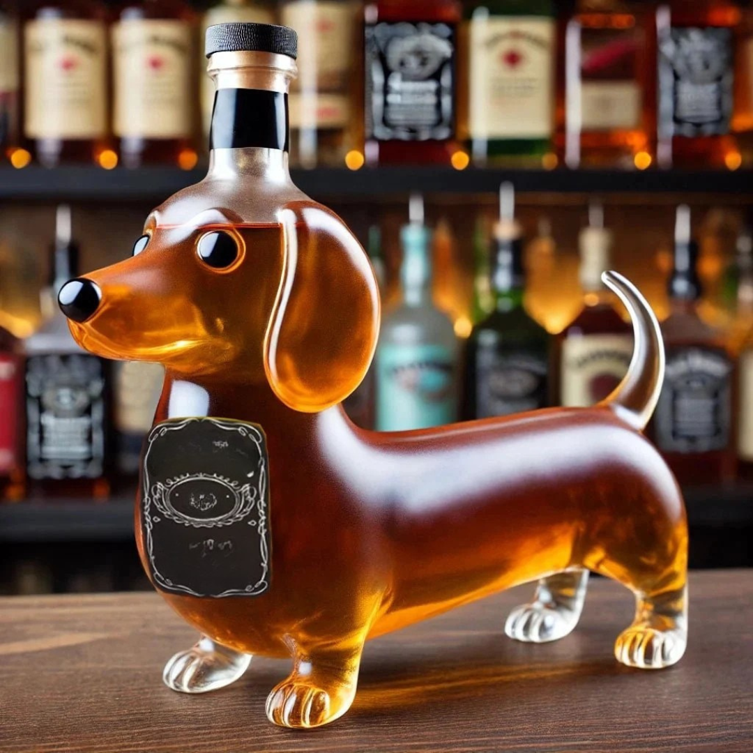 Whiskey Decanter in Dog Design – Glass Liquor Container