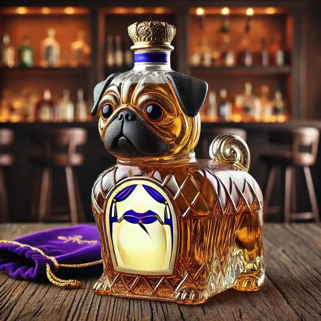 Whiskey Decanter in Dog Design – Glass Liquor Container