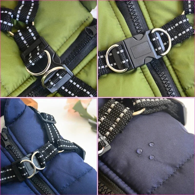 Outdoor Waterproof Dog Jacket with Built-in Harness for Winter