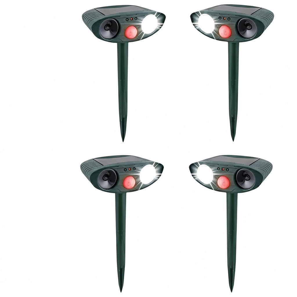 Set of 4 Ultrasonic Pest Control Devices Powered by Solar Energy
