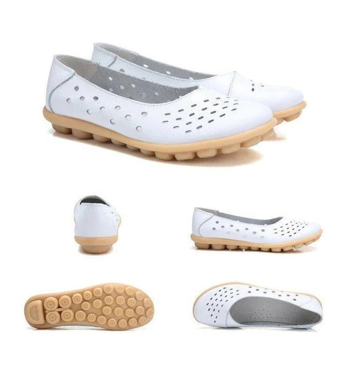 Womens Wide Fit Leather Loafers with Comfort Cushioning