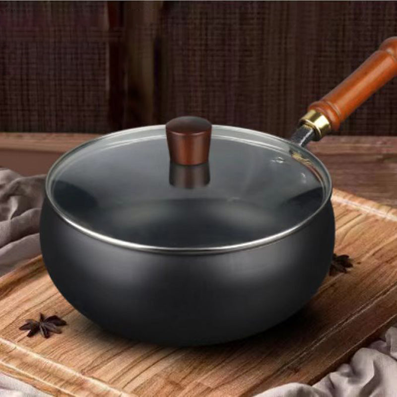 Uncoated Cast Iron Skillet with Wooden Handle
