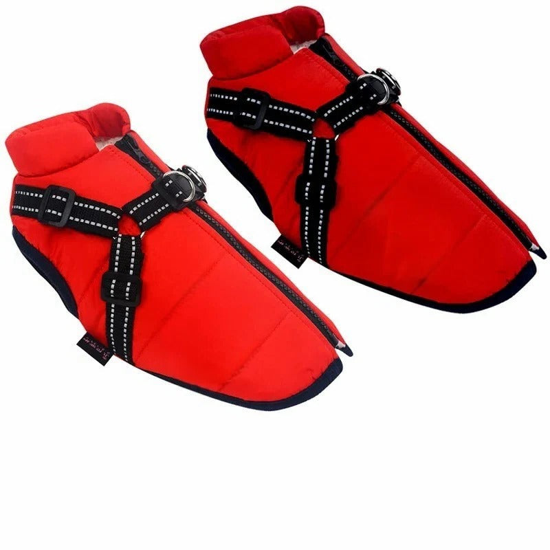 Outdoor Waterproof Dog Jacket with Built-in Harness for Winter
