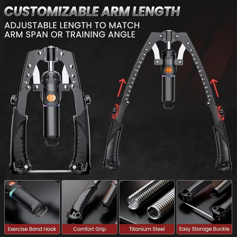 Adjustable Tension Hydraulic Resistance Trainer for Chest and Arms at Home