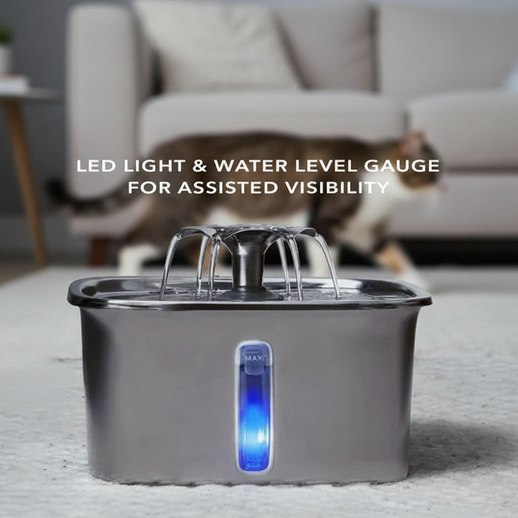 Low Noise Pump Drinking Fountain in Stainless Steel for Cats