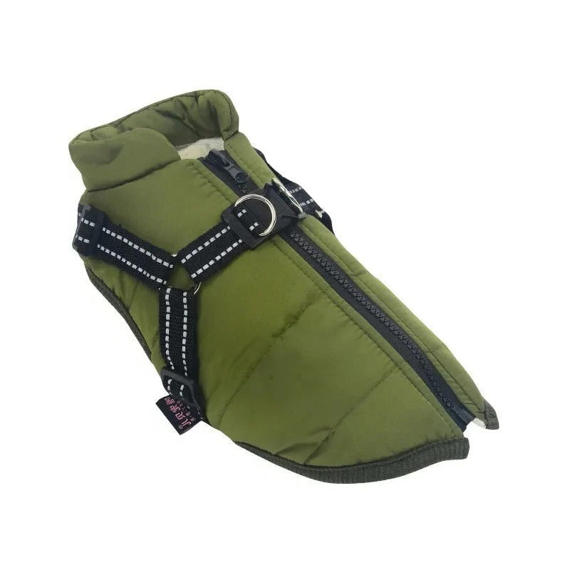 Outdoor Waterproof Dog Jacket with Built-in Harness for Winter