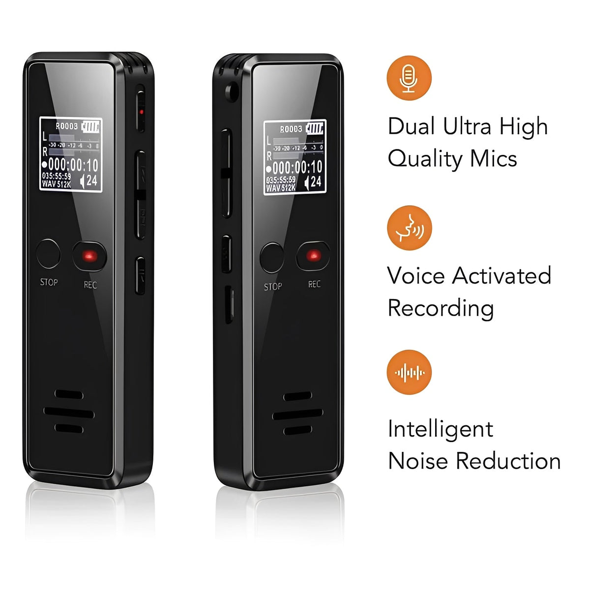 Voice Recorder with Automatic Save Feature and Integrated Speaker