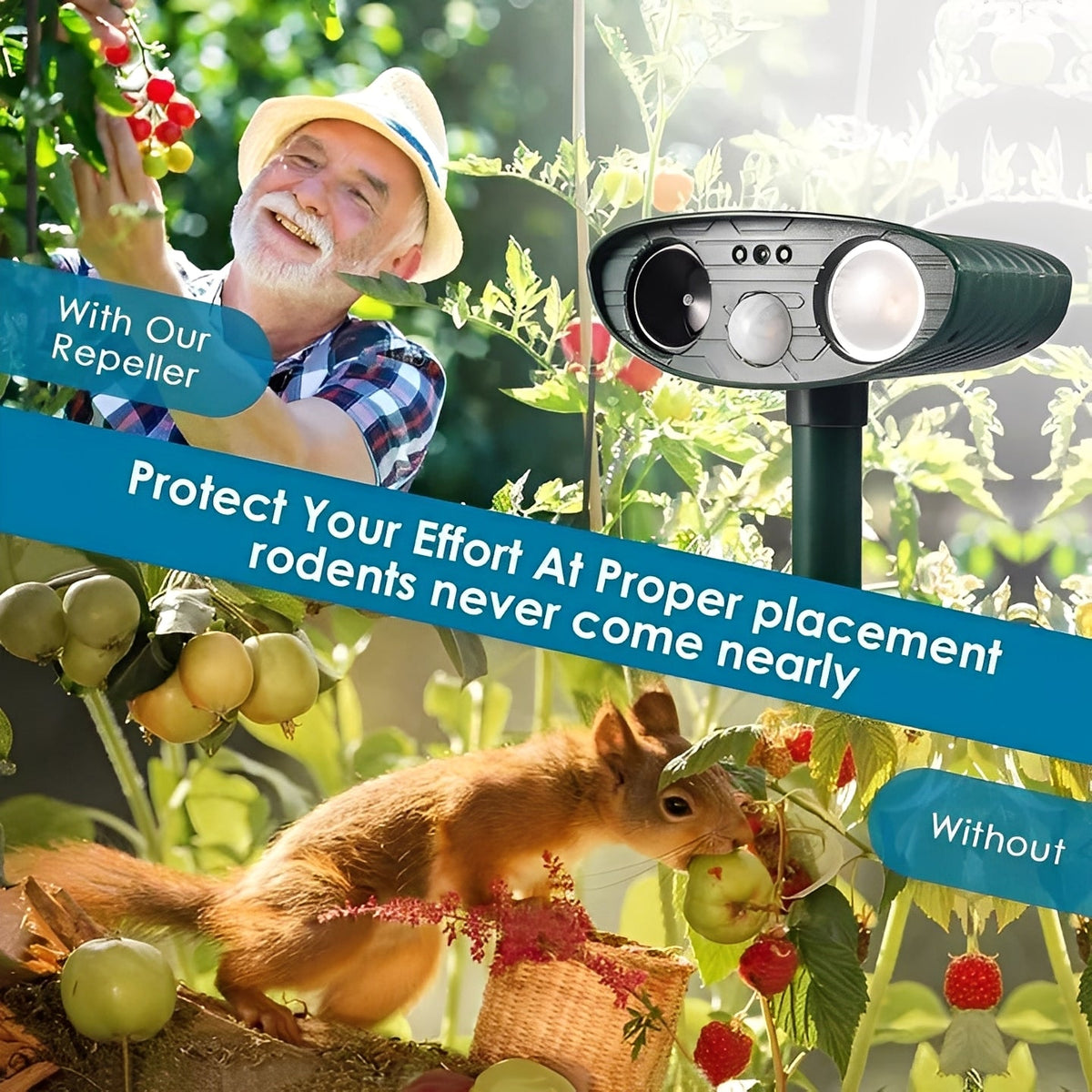 Set of 4 Ultrasonic Pest Control Devices Powered by Solar Energy