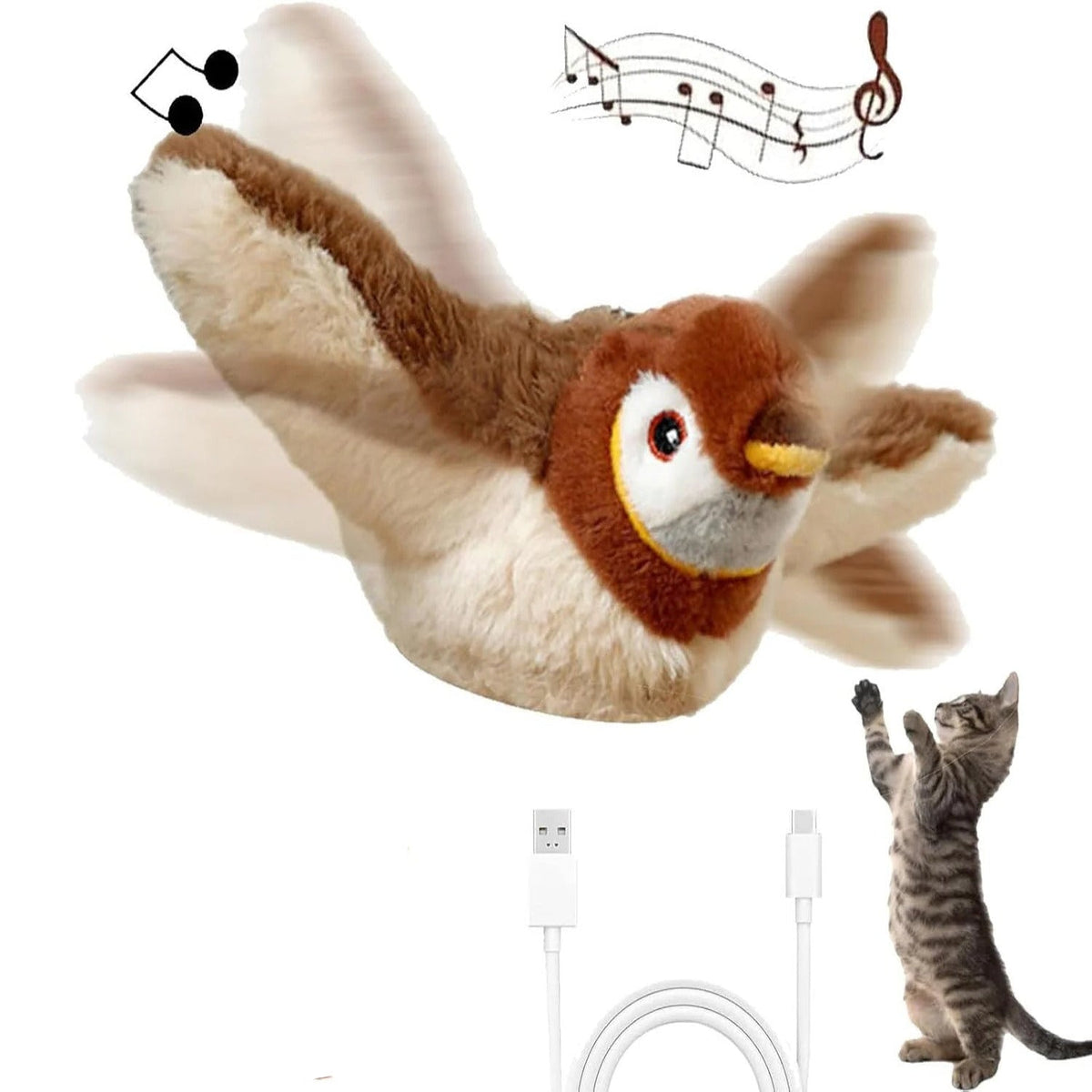 Interactive Motion Sensor Cat Toy with Hanging String - Flapping Bird