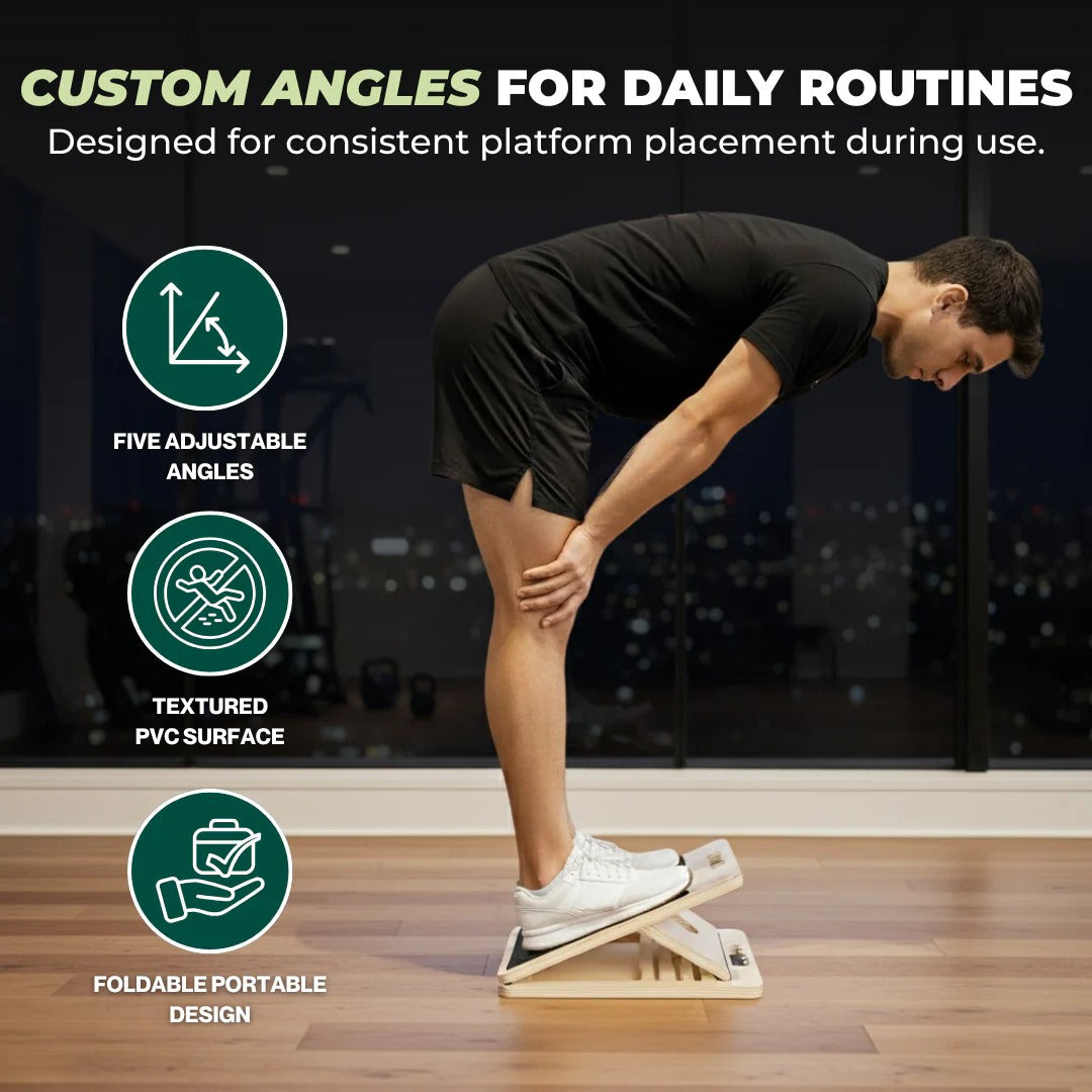 Adjustable Wooden Slant Board with Five Levels for Stretching and Exercise