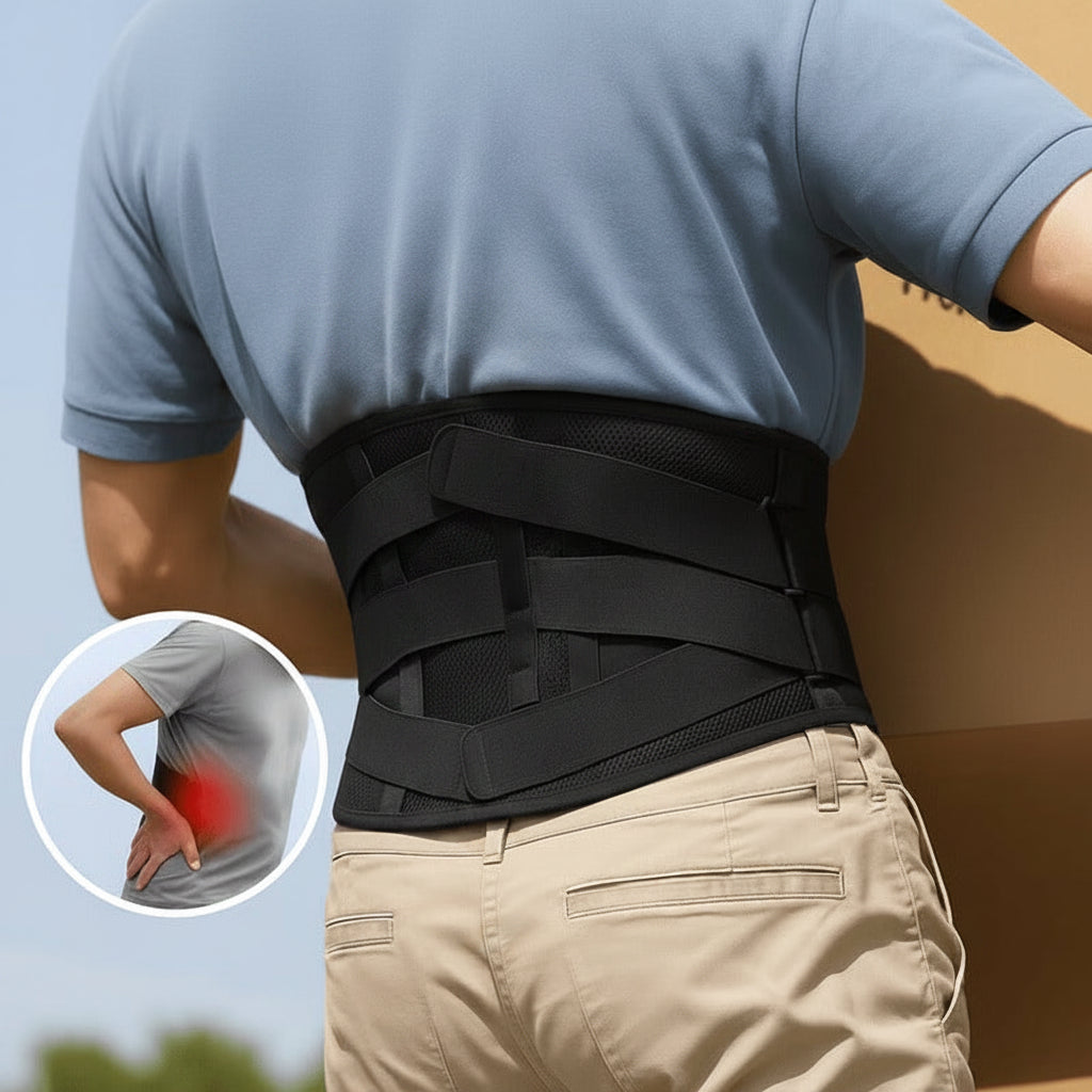 Back Brace with Aluminum Stays for Adjustable Lumbar Support