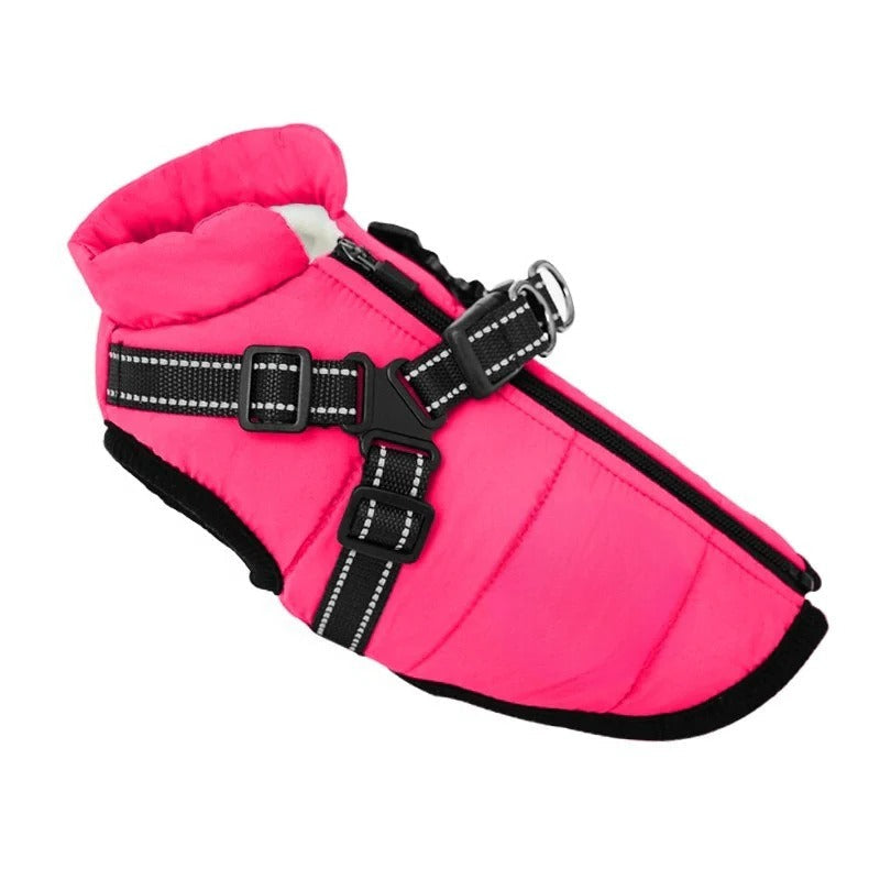 Outdoor Waterproof Dog Jacket with Built-in Harness for Winter