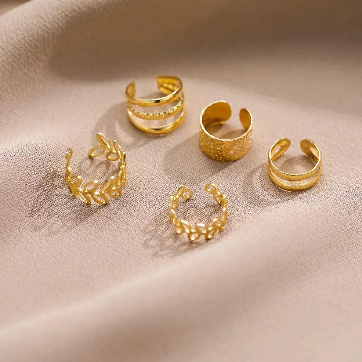 Set of Clip-On Earrings for Women - Leaf Design Ear Cuffs