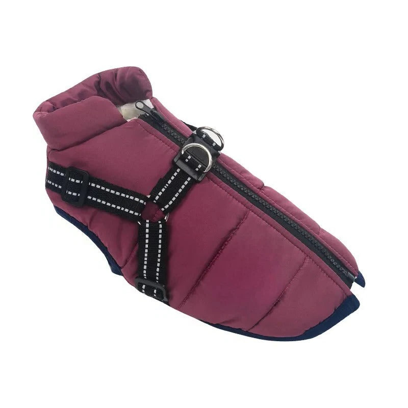 Outdoor Waterproof Dog Jacket with Built-in Harness for Winter