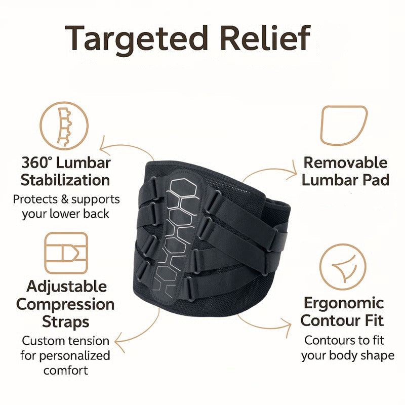 Back Brace with Aluminum Stays for Adjustable Lumbar Support