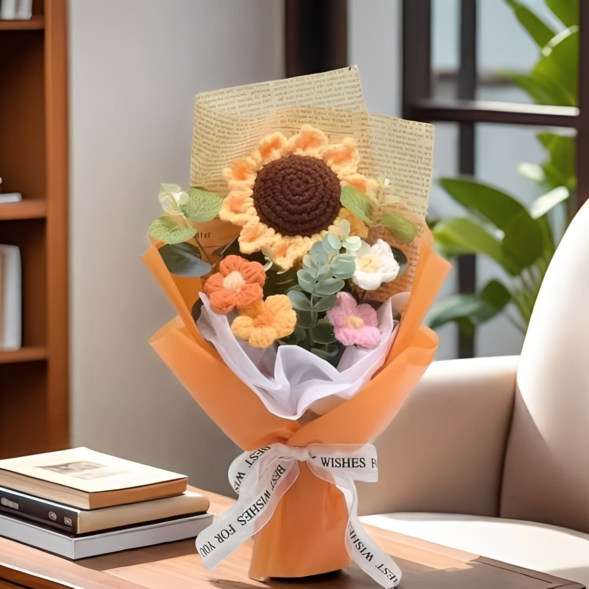 Crochet Bouquet of Sunflowers and Daisies for Special Occasion Gifts