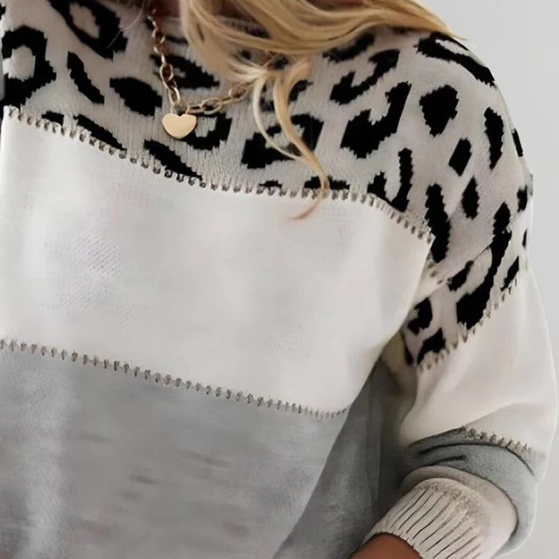 Leopard Design Sweater - Animal Print Pullover