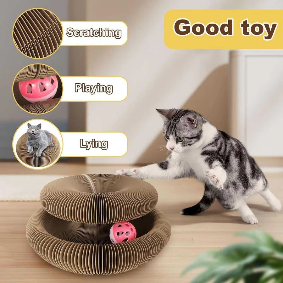 Interactive Cat Scratching Pad Set with Rolling Ball Track, 2 Pieces