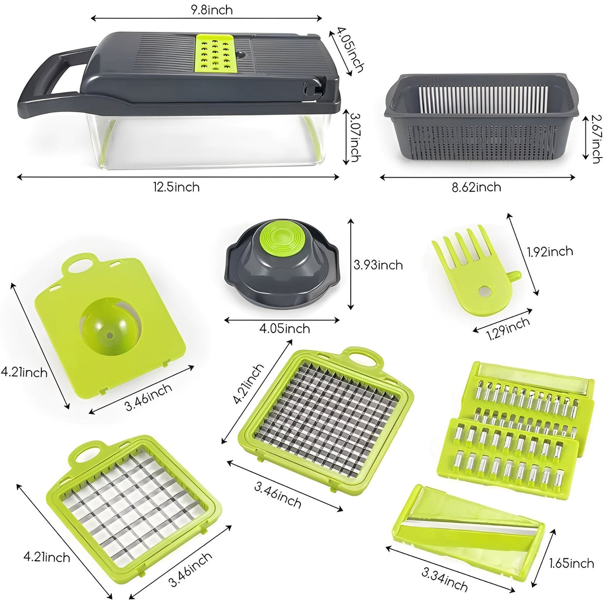 Multi-Function Vegetable Cutter with Safety Handle and Storage Box