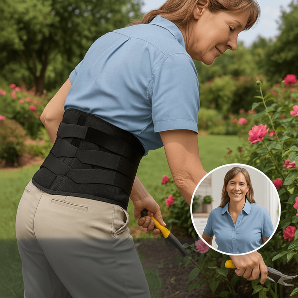 Back Brace with Aluminum Stays for Adjustable Lumbar Support