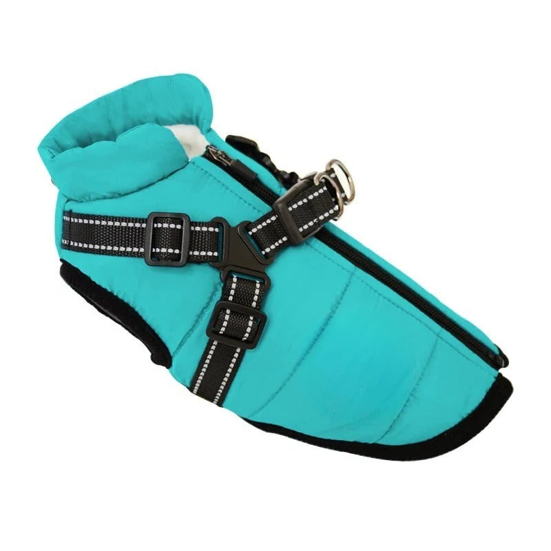 Outdoor Waterproof Dog Jacket with Built-in Harness for Winter