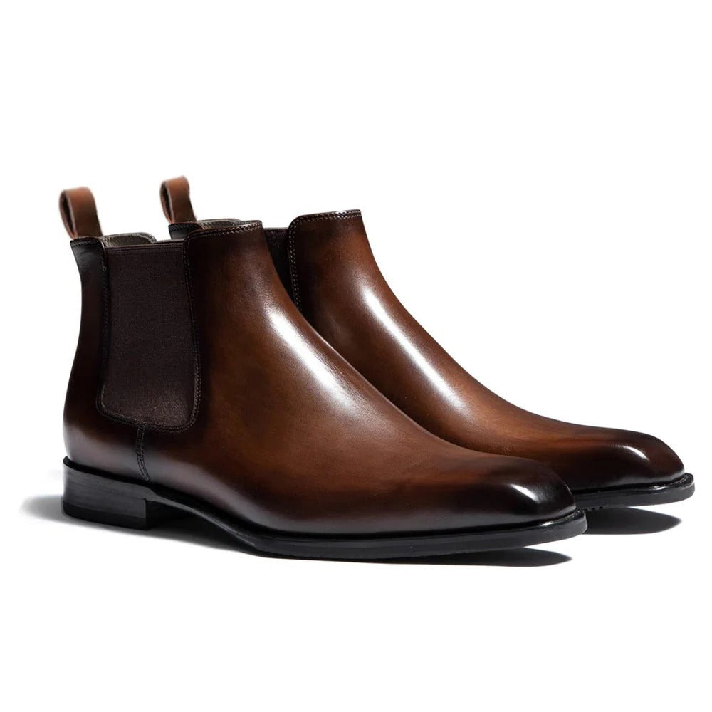 Men's Chelsea Boots with Almond Toe and Elastic Side Panels