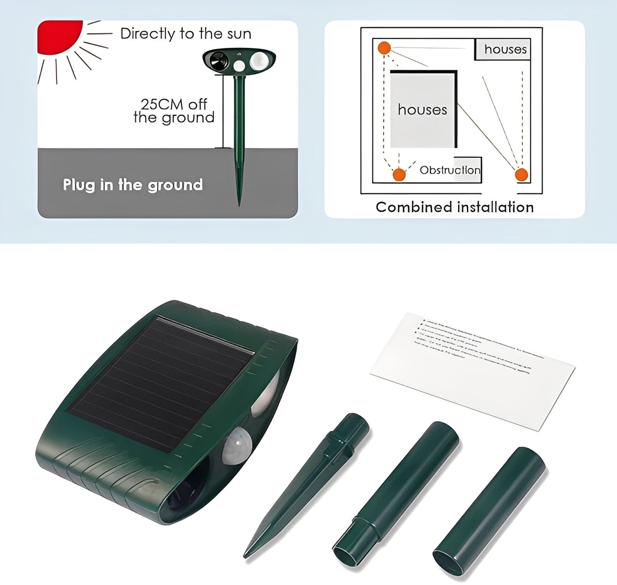 Set of 4 Ultrasonic Pest Control Devices Powered by Solar Energy