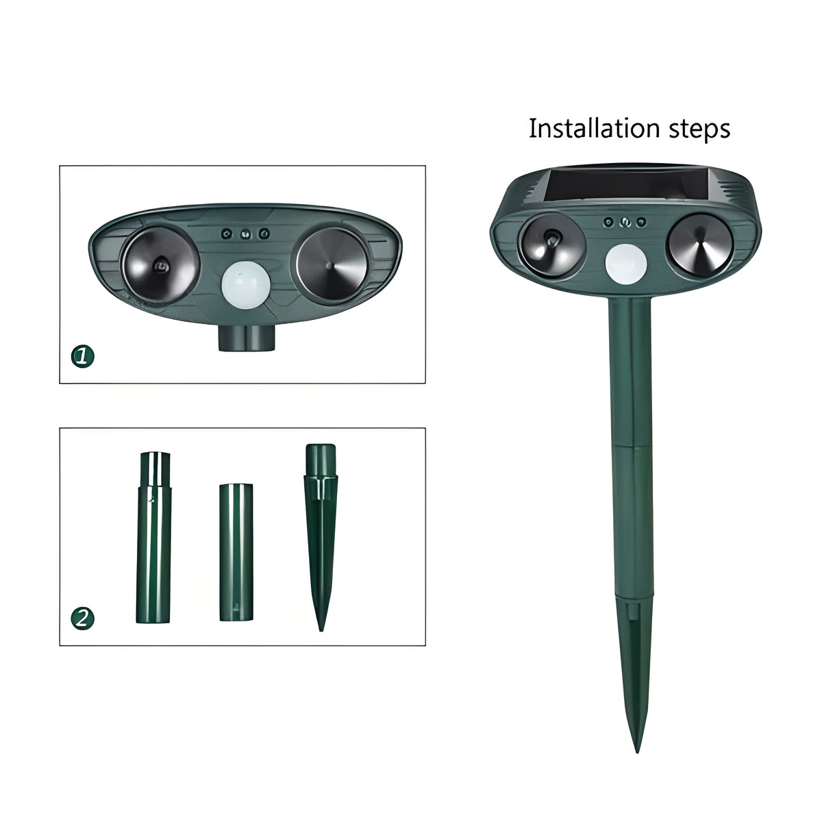 Set of 4 Ultrasonic Pest Control Devices Powered by Solar Energy