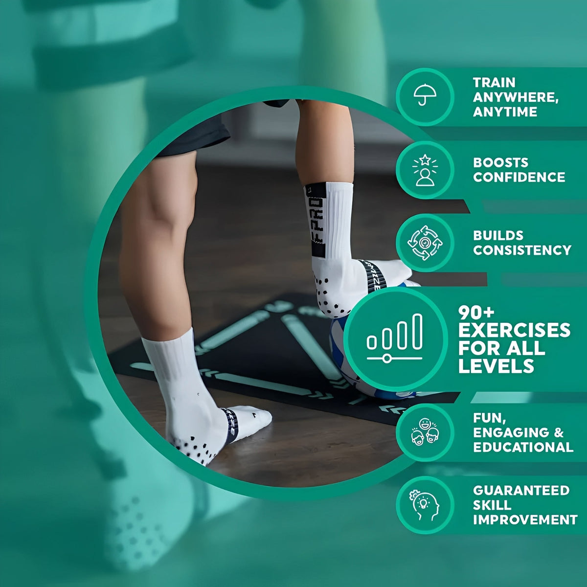 Guided Video Workout Program on Football Training Mat