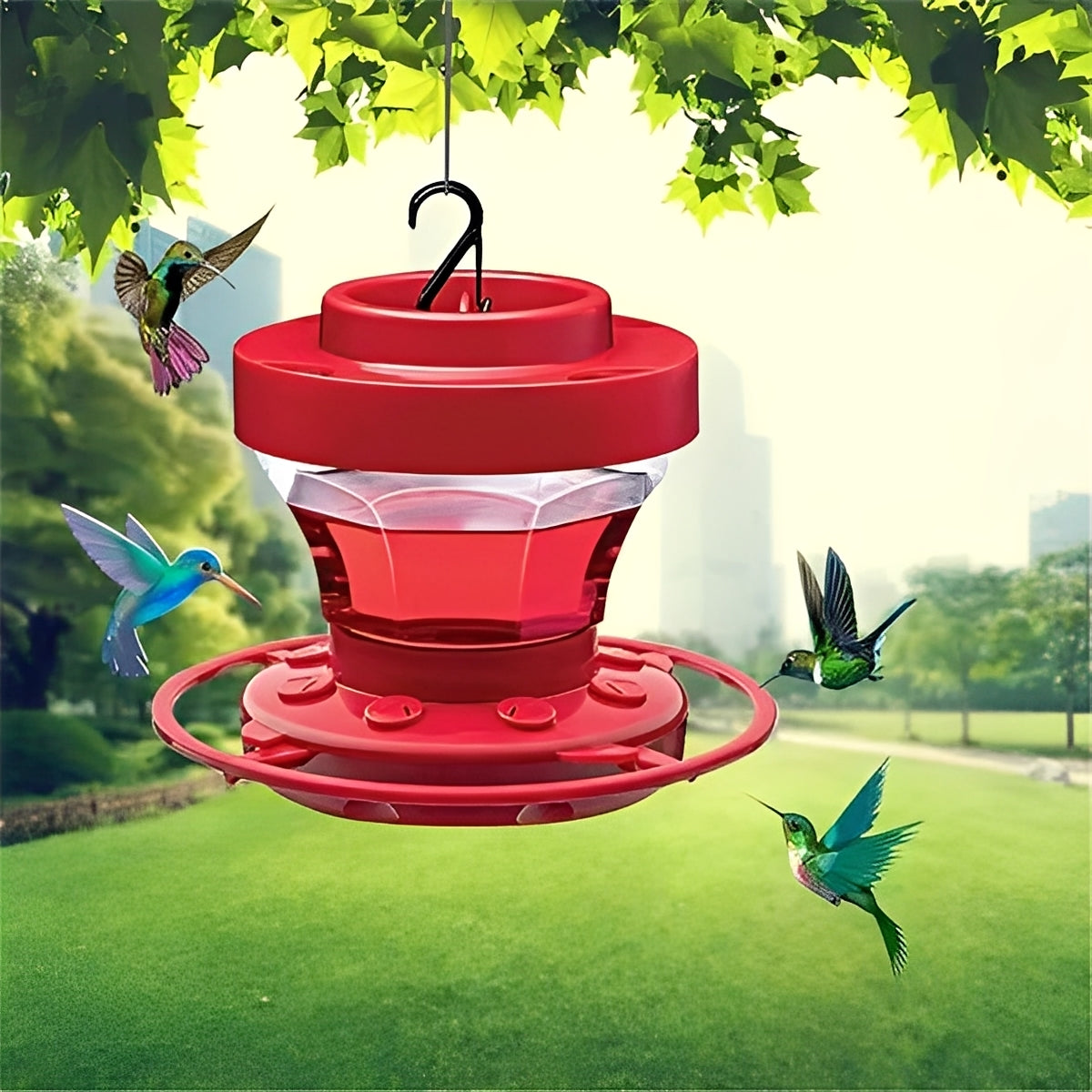 Red Hanging Water Feeder with Perches and Ant Barrier