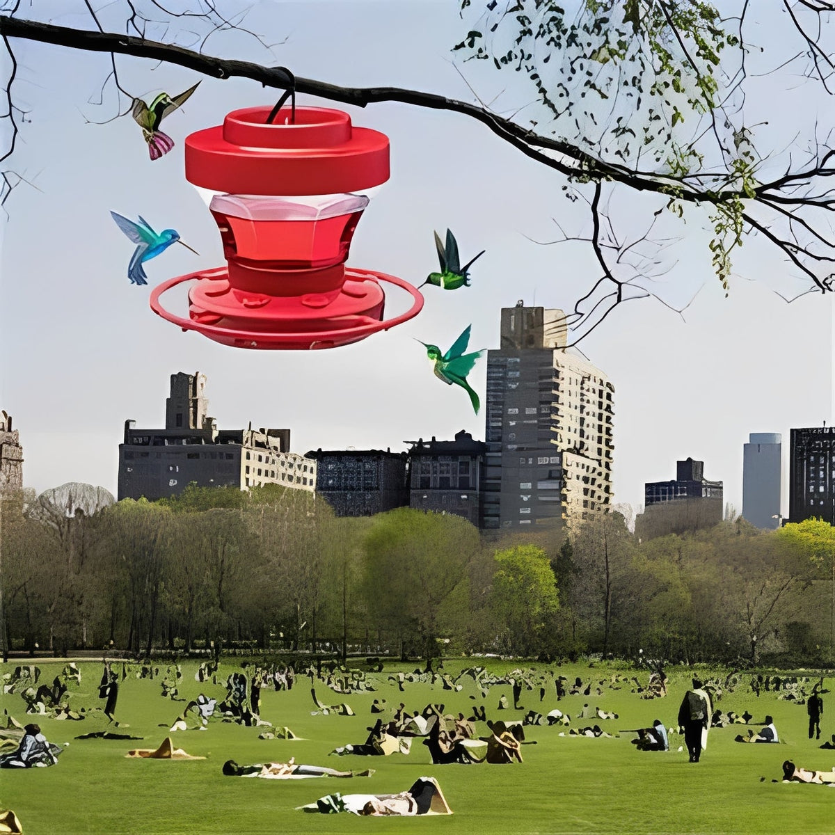Red Hanging Water Feeder with Perches and Ant Barrier