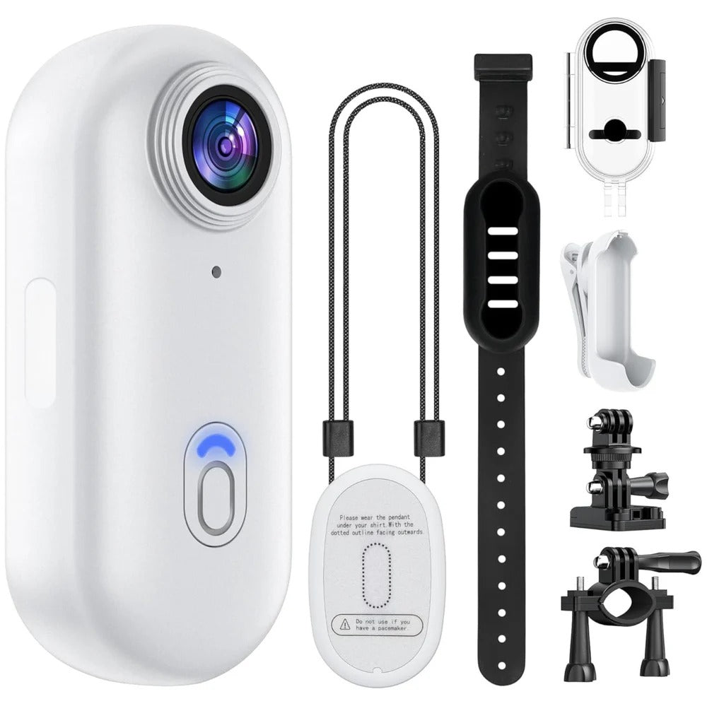 Water-Resistant Compact Thumb Action Camera, 4K, 128GB Storage