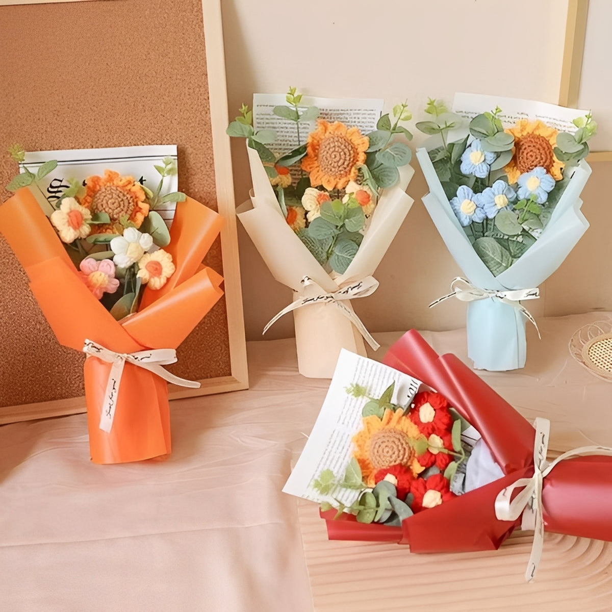 Crochet Bouquet of Sunflowers and Daisies for Special Occasion Gifts