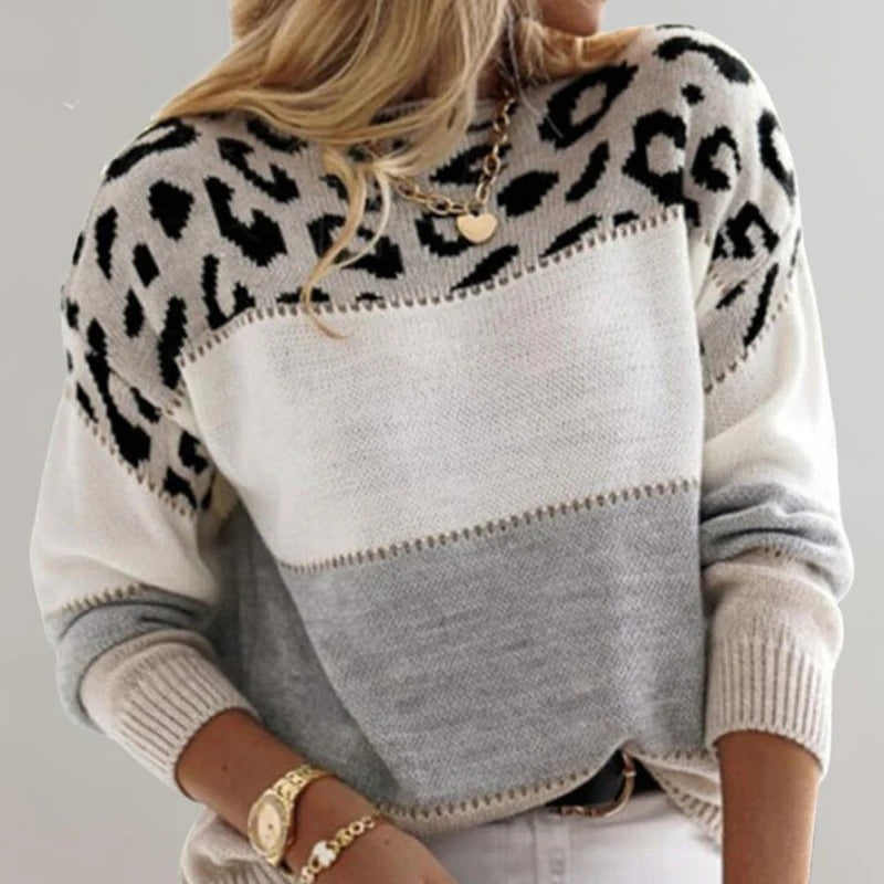 Leopard Design Sweater - Animal Print Pullover