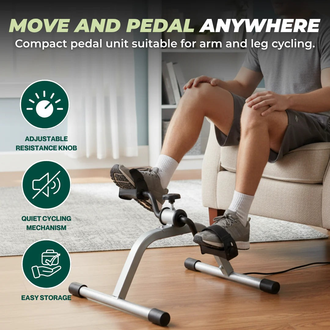 Under Desk Exercise Bike with Adjustable Resistance for Total Body Workout
